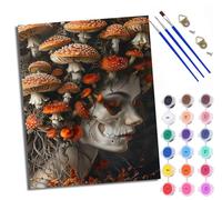 WXRWANG Peinture par Numéros pour AdulteCrâne en forme de tête de champignon DIY Peinture Acrylique pour Adultes Débutants Kit de Peinture à l'huile sur Toile pour Décoration Murale Maison 40x50cm