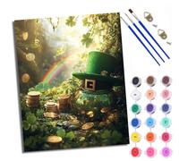 WXRWANG Peinture par Numéros pour AdultePièces d'or avec chapeau vert et arc-en-ciel DIY Peinture Acrylique pour Adultes Débutants Kit de à l'huile sur Toile pour Décoration Murale Maison 40x50cm