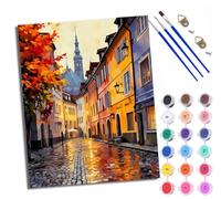 WXRWANG Peinture par Numéros pour AdulteRues colorées après la pluie DIY Peinture Acrylique pour Adultes Débutants Kit de à l'huile sur Toile pour Décoration Murale Maison Avec cadre