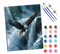 WXRWANG Peinture par numéros pour adultes à l'huile à la main Cascade et aigle déployant ses ailes débutants colorées Peinture par Numéros pour la 40x50cm Sans Cadre