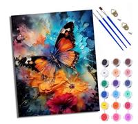 WXRWANG Peinture par numéros pour adultes à l'huile à la main Fleurs et papillons colorés débutants colorées Peinture par Numéros pour la Décoration de la Maison 40x50cm Sans Cadre