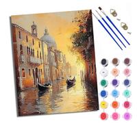 WXRWANG Peinture par numéros pour adultes à l'huile à la main Gondoles à Venise débutants colorées Peinture par Numéros pour la Décoration de la Maison Avec cadre
