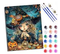 WXRWANG Peinture par numéros pour adultes à l'huile à la main Petit sorcier d'Halloween débutants colorées Peinture par Numéros pour la Décoration de la Maison 40x50cm Sans Cadre