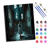 WXRWANG Peinture par numéros pour adultes à l'huile à la main Une femme dans un immeuble délabré débutants colorées Peinture par Numéros pour la Décoration de la Maison Avec cadre