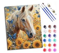 WXRWANG Peinture par numéros pour adultes Des papillons voltigent autour du champ de tournesols Peinture par numéros Kits sur toile avec pinceaux pour décoration murale de la maison Avec cadre