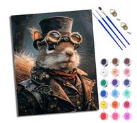 WXRWANG Peinture par numéros pour adultes Peinture à l'huile à la main Gentleman Mouse débutants colorées par Numéros pour la Décoration de la Maison Avec cadre