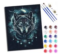 WXRWANG Peinture par Numéros pour AdulteTotem mystérieux à tête de loup DIY Peinture Acrylique pour Adultes Débutants Kit de Peinture à l'huile sur Toile pour Décoration Murale Maison 40x50cm