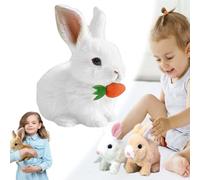 Wxshang Jouet-Lapin Petsboro, Jouet Lapin Petsboro Réaliste Et Interactif, Peluches Et Animaux Interactifs, Saute, Tressaille, Remue Les Oreilles Et Réagit Au Toucher Et à La Voix (Blanc)