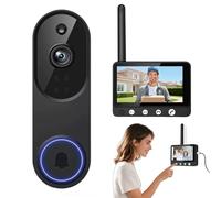 Wxshang Meacode Video Doorbell Camera, Detection Doorbell Camera with Two Way Audio, Night Vision, Live View, Ip65 Waterproof, Withstands Rain, Snow, Wind, and Frost (Black with Screen)
