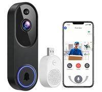 Wxshang Meacode Video Doorbell Camera, Detection Doorbell Camera with Two Way Audio, Night Vision, Live View, Ip65 Waterproof, Withstands Rain, Snow, Wind, and Frost (Black)