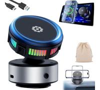 Wxshang Techgoplus Phone Holder - Techgoplus Car Mount 3-in-1 Magnetic Phone Holder with Fast Wireless Charging Cooling System, 360 Rotation Foldable Design, Strong Suction for All Phones (Silver)