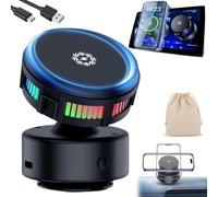 Wxshang Techgoplus Phone Holder - Techgoplus Car Mount 3-in-1 Magnetic Phone Holder with Fast Wireless Charging Cooling System, 360 Rotation Foldable Design, Strong Suction for All Phones (Black)