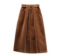 WxuuLTGJR Jupes Longues pour Femmes élastique Taille Haute Une Ligne Jupes Longues Velours côtelé Jupe Midi Automne et Hiver Ample décontracté Jupe Longue
