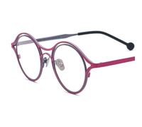 WxuuLTGJR Montures de lunettes rondes, verres transparents, monture de lunettes pour femme, monture de lunettes rétro pour homme, monture de lunettes de voyage en titane