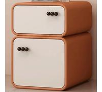 WxuuLTGJR Table de Chevet étroite en Cuir avec Deux tiroirs, Table de Chevet en Bois Massif, Meuble de Rangement, Petite Table d'appoint Moderne(Oranje,35cm)
