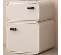 WxuuLTGJR Table de Chevet étroite en Cuir avec Deux tiroirs, Table de Chevet en Bois Massif, Meuble de Rangement, Petite Table d'appoint Moderne(Beige,40cm)