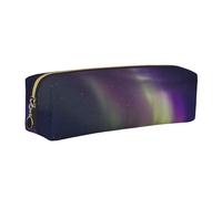 WXWJSHMGC Aurora - Trousse à crayons simple en cuir imprimé Polaris avec poche métallique à fermeture éclair, pochette de rangement pour filles, garçons, étudiants, collège, doré, Taille unique
