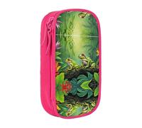WXWJSHMGC Beaucoup de grenouilles chantent sur les branches d'été Papillons Lac Water Print Trousse à crayons double couche avec fermeture éclair - Tissu durable pour stylos - Idéal pour les étudiants