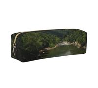 WXWJSHMGC Belle trousse à crayons simple en cuir imprimé montagnes, avec poche métallique à fermeture éclair, pochette de rangement pour filles, garçons, étudiants, collège, doré, Taille unique