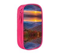 WXWJSHMGC Blue Ridge Trousse à crayons double couche avec fermeture éclair en tissu durable Motif montagnes Parkway Mountains Idéal pour les étudiants, rose, Taille unique, Trousse de beauté