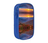 WXWJSHMGC Blue Ridge Trousse à crayons double couche avec fermeture éclair en tissu durable Motif montagnes Parkway Mountains Idéal pour les étudiants, bleu, Taille unique, Trousse de beauté