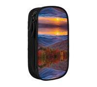 WXWJSHMGC Blue Ridge Trousse à crayons double couche avec fermeture éclair en tissu durable Motif montagnes Parkway Mountains Idéal pour les étudiants, Noir , Taille unique, Trousse de beauté