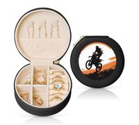 WXWJSHMGC Boîte à bijoux de voyage avec imprimé silhouette de cavalier, mini étui à bijoux portable en forme de coquillage, organiseur à 2 couches en cuir synthétique pour femme