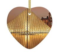 WXWJSHMGC Boule de Noël en céramique à suspendre avec motif musée du Louvre à Paris, décoration de Noël pour fête, décoration d'intérieur