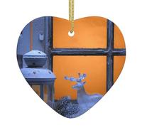 WXWJSHMGC Boule de Noël en céramique à suspendre en forme de cœur avec motif élan - Décoration de Noël pour fête et décoration d'intérieur