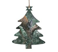 WXWJSHMGC Buck On The Grass Lot de 2 boules de Noël en bois à suspendre pour sapin de Noël