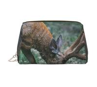 WXWJSHMGC Buck On The Grass Trousse de maquillage portable en cuir étanche pour pinceaux de maquillage (17 x 10,9 cm), doré, Taille unique