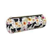 WXWJSHMGC Cattle Farm Sanctuary Trousse à crayons en cuir avec fermeture éclair pour stylos, maquillage, cosmétiques, papeterie pour l'école, le travail, le bureau, doré, Taille unique, Trousse de