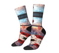 WXWJSHMGC Chaussettes hautes unisexes avec impression 3D Merry Christmas pour adulte, chaussettes longues, longueur cheville, usage quotidien occasions, 2 Noir-2, Taille unique