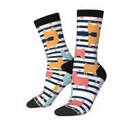 WXWJSHMGC Chaussettes hautes unisexes pour adulte avec imprimé animal alpaga coloré 3D, chaussettes longues longueur cheville, usage quotidien occasions, 3 noir, Taille unique