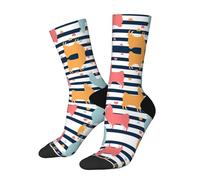WXWJSHMGC Chaussettes hautes unisexes pour adulte avec imprimé animal alpaga coloré 3D, chaussettes longues longueur cheville, usage quotidien occasions, 2 Noir-2, Taille unique