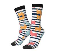 WXWJSHMGC Chaussettes hautes unisexes pour adulte avec imprimé animal alpaga coloré 3D, chaussettes longues longueur cheville, usage quotidien occasions, 2 Noir-1, Taille unique