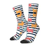 WXWJSHMGC Chaussettes hautes unisexes pour adulte avec imprimé animal alpaga coloré 3D, chaussettes longues longueur cheville, usage quotidien occasions, blanc, Taille unique