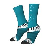 WXWJSHMGC Chaussettes hautes unisexes vertes et blanches avec imprimé touches de piano 3D pour adultes, chaussettes longues longueur cheville, usage quotidien occasions, blanc, Taille unique