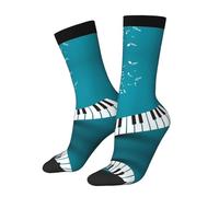 WXWJSHMGC Chaussettes hautes unisexes vertes et blanches avec imprimé touches de piano 3D pour adultes, chaussettes longues longueur cheville, usage quotidien occasions, 2 Noir-1, Taille unique