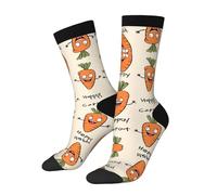 WXWJSHMGC Chaussettes longues unisexes pour adulte avec imprimé carotte Happy Carotte 3D, pour une utilisation quotidienne, 3 noir, Taille unique