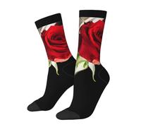 WXWJSHMGC Chaussettes longues unisexes pour adulte Motif rose rouge sur piano 3D Usage quotidien, 3 noir, Taille unique