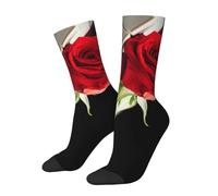 WXWJSHMGC Chaussettes longues unisexes pour adulte Motif rose rouge sur piano 3D Usage quotidien, blanc, Taille unique