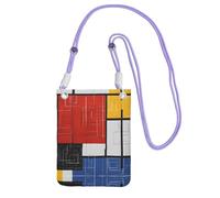 WXWJSHMGC Composition en rouge, jaune, bleu et noir imprimé mini sac à bandoulière pour téléphone portable et smartphone, violet, Taille unique