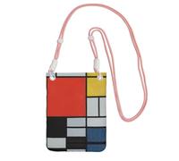 WXWJSHMGC Composition en rouge, jaune, bleu et noir, mini sac à bandoulière pour téléphone portable et smartphone, rose, Taille unique