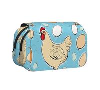 WXWJSHMGC Creative Cartoon Chicken Print Pen Case Bag - Portable Double Layer Storage Pencil Bag for Children Girls Boys and Adult, Noir , Taille unique, Trousse de beauté