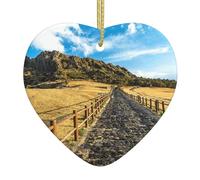 WXWJSHMGC Décoration de Noël en céramique à suspendre en forme de cœur avec imprimé île de Jeju Corée