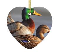 WXWJSHMGC Décoration de Noël en céramique à suspendre en forme de cœur avec motif canard colvert