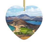 WXWJSHMGC Décoration de Noël en céramique à suspendre en forme de cœur avec motif vue de deux plages