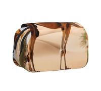 WXWJSHMGC Desert Sand Camel Print Pen Case Bag - Portable Double Layer Storage Pencil Bag for Children Girls Boys and Adult, Noir , Taille unique, Trousse de beauté