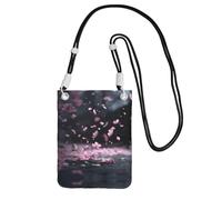 WXWJSHMGC Falling Cherry Blossoms Mini sac à bandoulière pour téléphone portable et smartphone Motif fleurs de cerisier, Noir , One Size